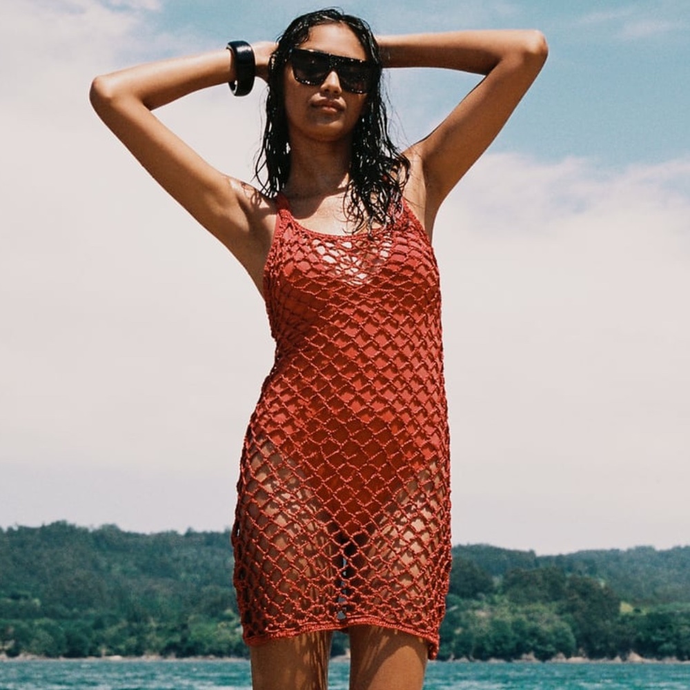 NWT ZARA BRICK CROCHET DRESS S/M